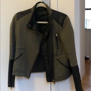 Cotton leather motto jacket -Zara